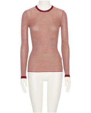 Valentino Striped Crewneck Knitted T-Shirt - Red