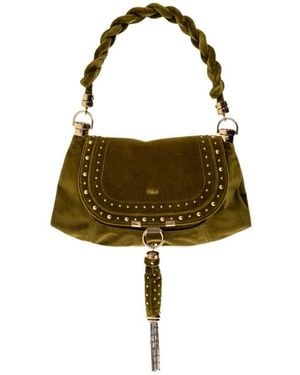 Chloé Chloé Velvet Marcie Small Shoulder Bag - Green
