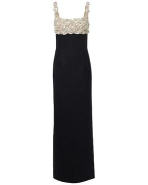 Oscar de la Renta Embroidered Bustier Gown - Black