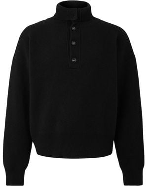 Ami Paris Turtleneck Sweater With Buttons - Black