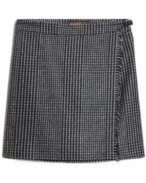 Woolrich Check-Pattern Fringed Mini Skirt - Black