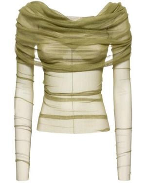 Christopher Esber Sheer Off-Shoulder Cover-Up - Green