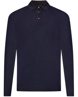 Roberto Collina Three-Button Long-Sleeved Polo Shirt - Blue