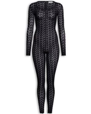 Alaïa Alaïa Stretch Lace Catsuit - Black