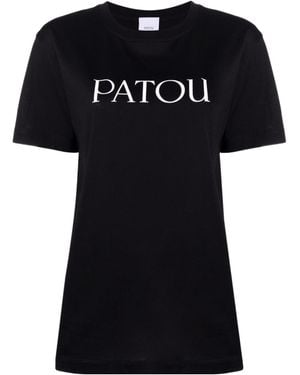 Patou Logo Printed Crewneck T-Shirt - Black