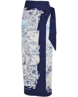 Ferragamo Voyage Print Silk Sarong - Blue