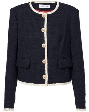Veronica Beard Mabel Cropped Tweed Jacket - Blue