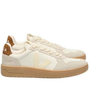 Veja V-82 Grained Leather Pure Calcaire Cognac - Natural
