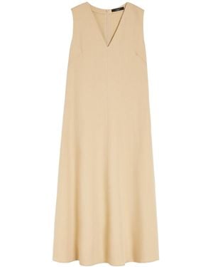 Weekend by Maxmara Egoista V-Neck Sleeveless Midi Dress - Natural