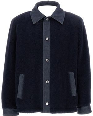 A.P.C. Will Fleece Denim-Panel Jacket - Blue