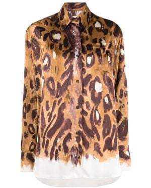 Marni Wild Bunch Printed Satin Long Shirt - Brown