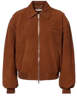 JACQUES WEI Suede Bomber Jacket - Brown