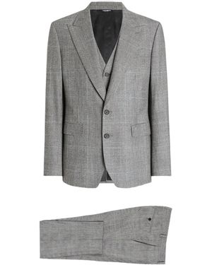Dolce & Gabbana Check-Pattern Three-Piece Suit - Gray