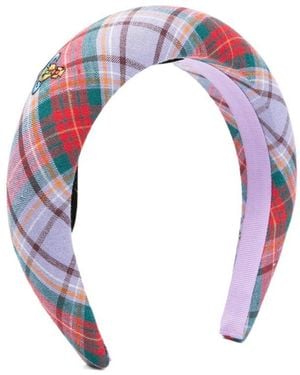 Vivienne Westwood Navy and Cream Plaid Scrunchie 34866564_66042521_600.jpg main image 2