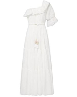 Poupette Jay Ruffled Cotton Muslin Maxi Dress - White