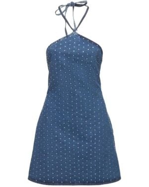 GIUSEPPE DI MORABITO Embellished Cotton Denim Mini Dress - Blue