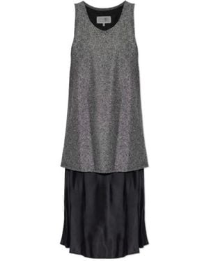 MM6 by Maison Margiela Layered Effect Midi Dress - Grey