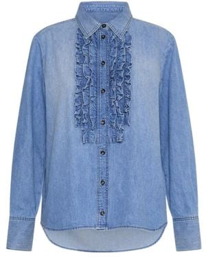 Marella Ruched Denim Shirt - Blue