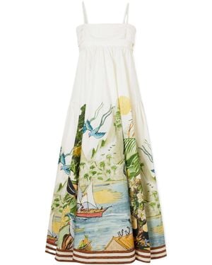 ALÉMAIS Toucan Tango Midi Dress - White