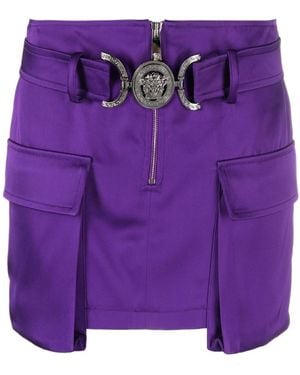 Versace Medusa Plaque Zipped Mini Skirt - Purple