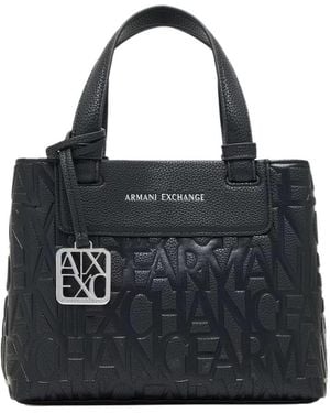 ARMANI EXCHANGE Logo-Charm Tote Bag - Black