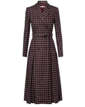 Emilia Wickstead Chaney Houndstooth Wool-Blend Midi Dress - Purple