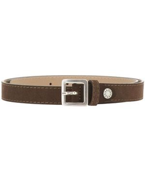 Gianni Chiarini Contrast Stitch Suede Belt - White