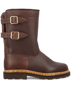 Paraboot Double-Buckled Round Toe Boots - Brown
