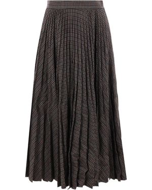 Balenciaga Chequered Pleated Skirt - Black