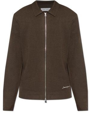 Samsøe & Samsøe Samatt Zip-Up Polo-Collar Cardigan - Brown