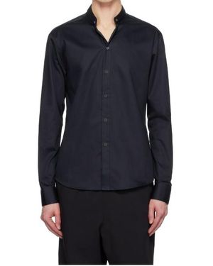 WOOYOUNGMI Stand Collar Long Sleeve Shirt - Blue
