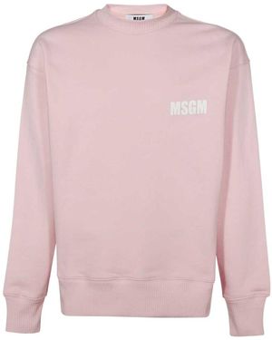 MSGM Logo-Printed Long-Sleeved Crewneck Sweatshirt - Pink