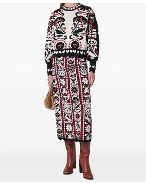 FARM Rio Jacquard Wrap Midi Skirt - White
