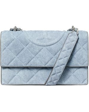 Tory Burch Small Fleming Denim Shoulder Bag - Blue