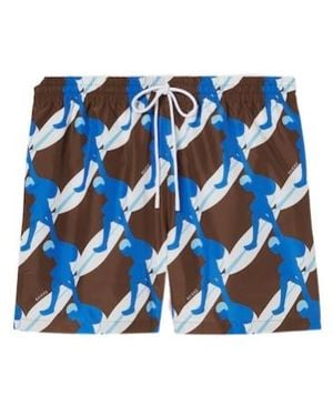 Gucci Graphic Printed Swim Shorts - Blue