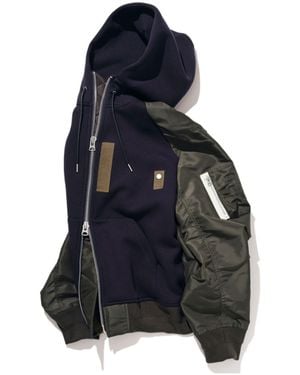 Sacai Panelled Zip-Fastening Jacket - Blue