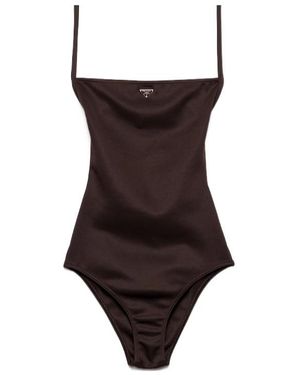 Prada Backless Logo Swimsuit - Brown