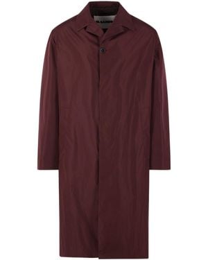 Jil Sander Single-Breasted Long-Sleeved Overcoat - Red