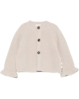 Douuod Ruffle-Cuff Chunky-Knit Cardigan - Natural