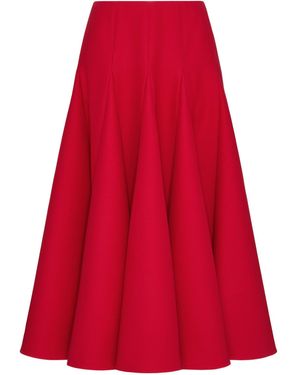 Valentino Crepe Couture Midi Skirt - Red