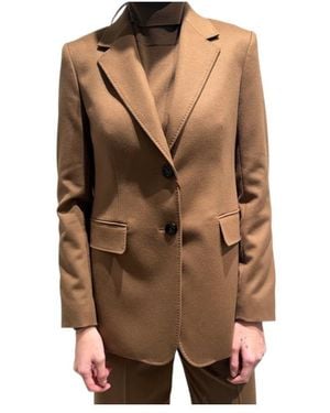Max Mara Lapel Long-Sleeved Suit Jacket - Brown