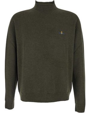 Vivienne Westwood Orb Embroidered Fisherman Jumper - Green