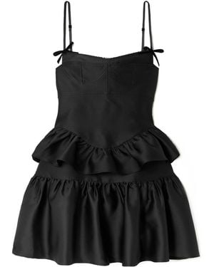 ShuShu/Tong Bow-Detailed Ruffled Mikado Mini Dress - Black