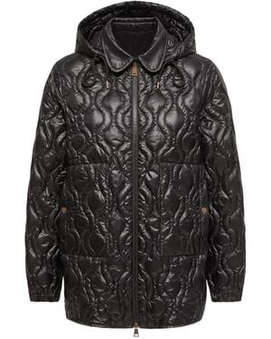 Moncler Balette Geometric Quilted Mid-Length Down Jacket - Black