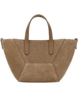 Brunello Cucinelli Bc Duo Embellished Mini Tote Bag - Brown