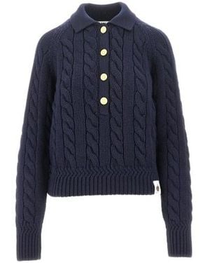 Bally Logo Patch Buttoned Jumper - Blue