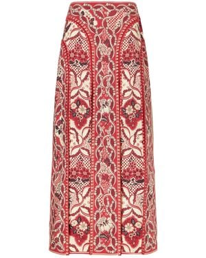 ALÉMAIS Floral-Print Crepe Maxi Skirt - Red