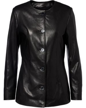Nour Hammour Long-Sleeved Leather Jacket - Black