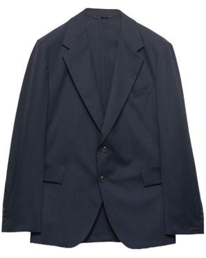 Prada Single-Breasted Cashmere Jacket - Blue