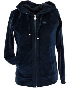 EA7 Logo Hooded Casual Coat - Blue